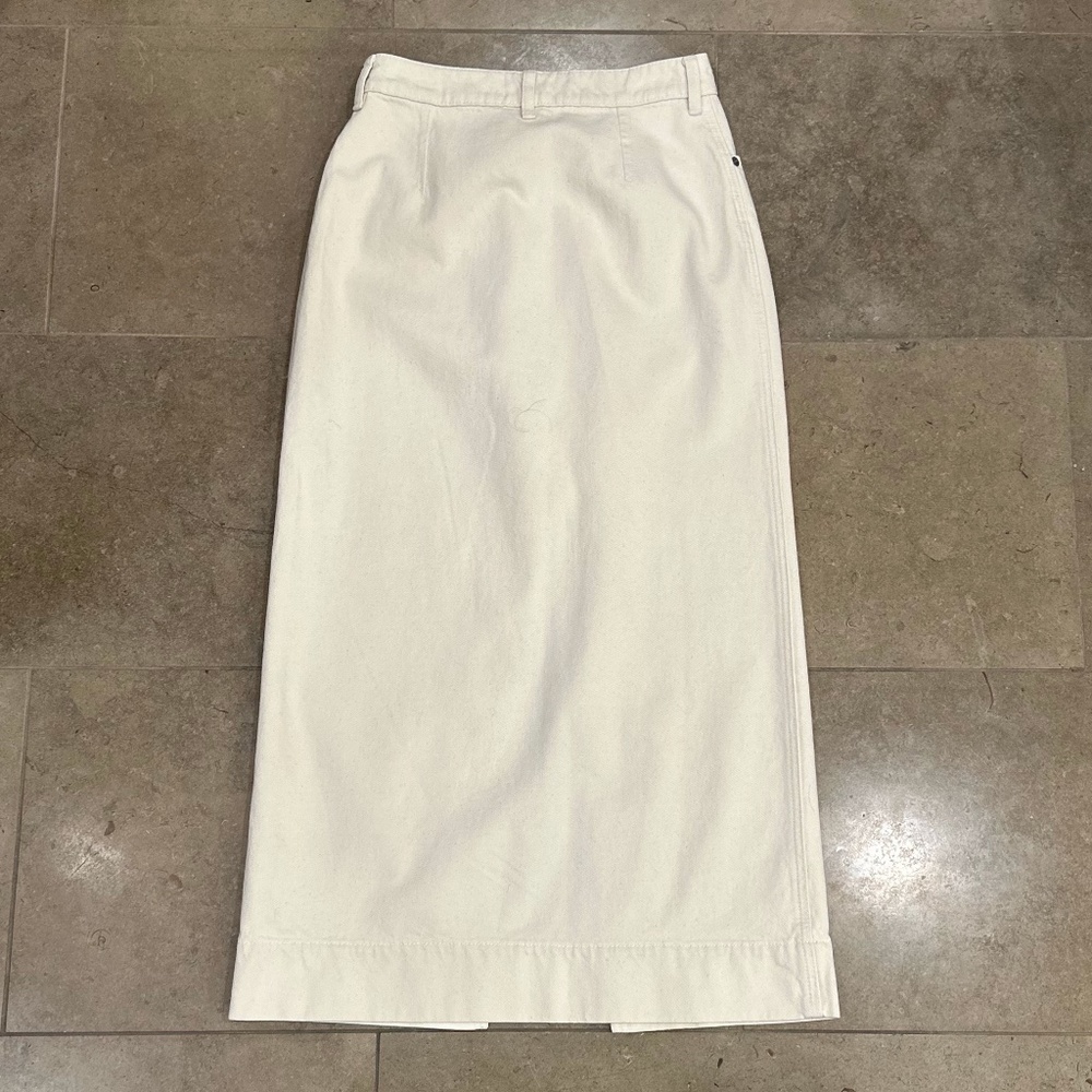 GANNI Scalloped Two-Tone Cream Denim Midi Skirt (34/US 4) - Picture 11 of 16